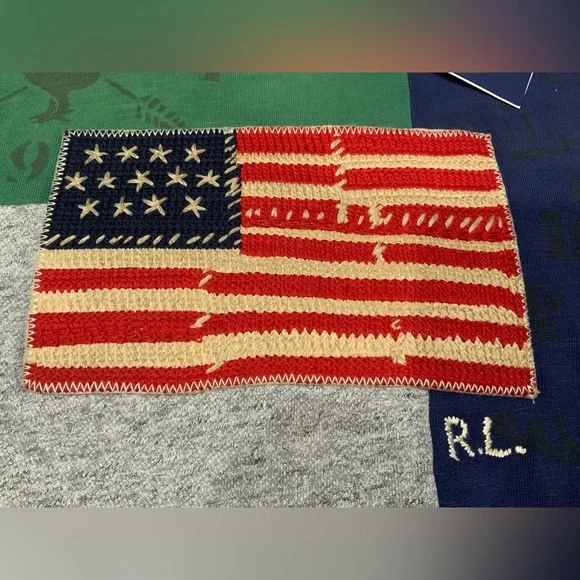 Polo Country Ralph Lauren Flag Patchwork Fleece Hoodie Multi Color Mens Sz M